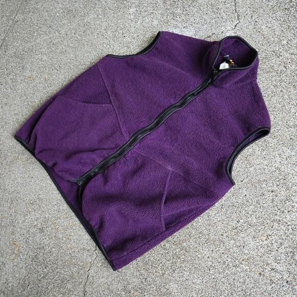 Vtg 80s 90s R.E.I. REI Co Op Plain Earthtone Outdoors Zip Up Fleece Vest Lg Fit - Picture 2 of 6